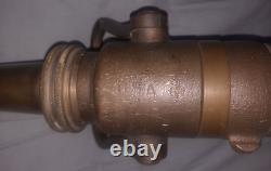 Vintage Double Handle Brass, 2-Handed, Fire Hose Nozzle, marked usa with stamp