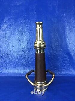 Vintage ELKHART BRASS 15 in. Cord wrapped play pipe & fire nozzle tip / polished