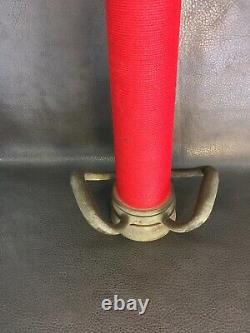 Vintage Elkhart 30 Inch Brass Red Cord Wrapped Fire Nozzle With Handles