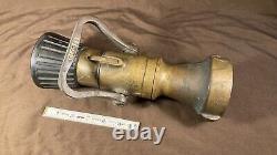 Vintage Elkhart Brass Fire Hose Nozzle Fog Straight Stream Large 3