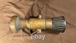 Vintage Elkhart Brass Fire Hose Nozzle Fog Straight Stream Large 3