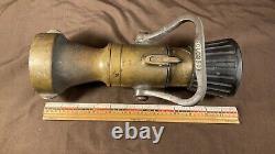 Vintage Elkhart Brass Fire Hose Nozzle Fog Straight Stream Large 3