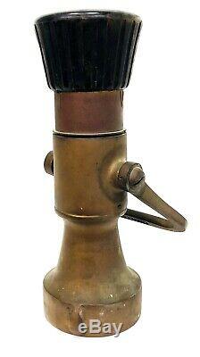 Vintage Elkhart Brass MFG Co Heavy Solid Brass Fire Hose Nozzle Beautiful Patina