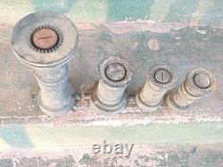 Vintage Elkhart Brass Set Of (4) Fire Hose Nozzles 9, 5.5, & 2x4.5