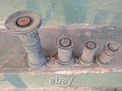 Vintage Elkhart Brass Set Of (4) Fire Hose Nozzles 9, 5.5, & 2x4.5