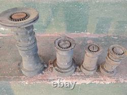 Vintage Elkhart Brass Set Of (4) Fire Hose Nozzles 9, 5.5, & 2x4.5