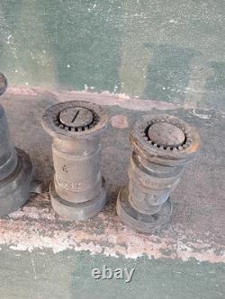 Vintage Elkhart Brass Set Of (4) Fire Hose Nozzles 9, 5.5, & 2x4.5
