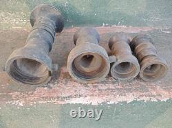 Vintage Elkhart Brass Set Of (4) Fire Hose Nozzles 9, 5.5, & 2x4.5
