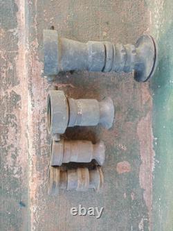 Vintage Elkhart Brass Set Of (4) Fire Hose Nozzles 9, 5.5, & 2x4.5