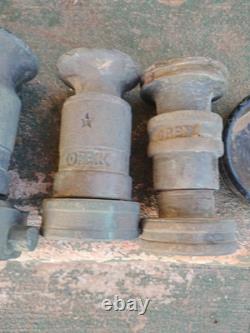Vintage Elkhart Brass Set Of (4) Fire Hose Nozzles 9, 5.5, & 2x4.5
