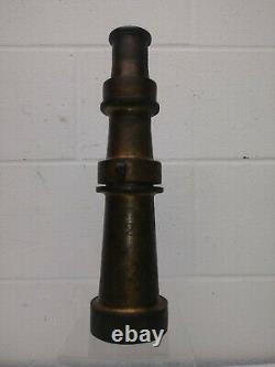 Vintage Elkhart C Brass MFG Co Heavy Solid Brass Fire Hose Nozzle 14 Long