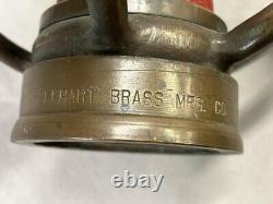 Vintage Elkhart Mfg-211 Fire Fighting Brass Nozzle Corded Hose-30