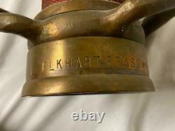 Vintage Elkhart Mfg Co. 211 Brass Fire Department Hose Nozzle 30 11-58 NICE