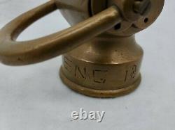 Vintage Engine 18 Fire Department Smooth Bore Brass Nozzle With Lever! Rare