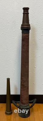 Vintage Eureka Fire Hose Co Underwriters Playpipe Nozzle 32 Brass Cord Wrapped