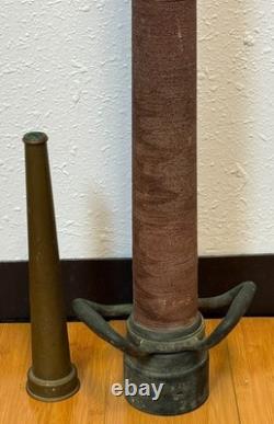 Vintage Eureka Fire Hose Co Underwriters Playpipe Nozzle 32 Brass Cord Wrapped