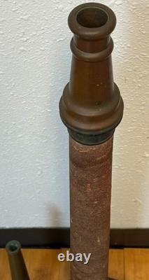 Vintage Eureka Fire Hose Co Underwriters Playpipe Nozzle 32 Brass Cord Wrapped