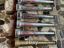 Vintage Fire Hose 10 nozzle lot collection Fireman Chrome, Brass Firefighting, 