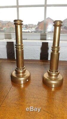 Vintage Fire Hose Brass Nozzle Candle Sticks Near Pair Heavy Brass