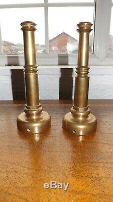 Vintage Fire Hose Brass Nozzle Candle Sticks Near Pair Heavy Brass