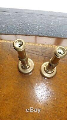 Vintage Fire Hose Brass Nozzle Candle Sticks Near Pair Heavy Brass