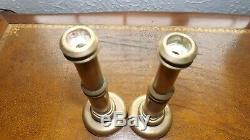 Vintage Fire Hose Brass Nozzle Candle Sticks Near Pair Heavy Brass