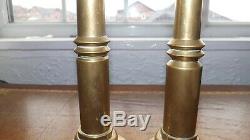 Vintage Fire Hose Brass Nozzle Candle Sticks Near Pair Heavy Brass