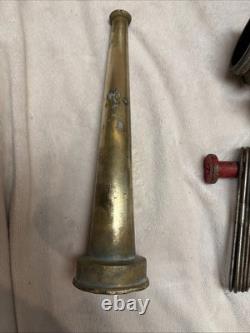 Vintage Fire Hose Brass Set Up Gate Valve Nozzle And Hose Folding Apparatus