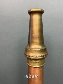 Vintage Fire Hose & Nozzle 30 dual handle Copper and Brass Firemans Nozzle Long