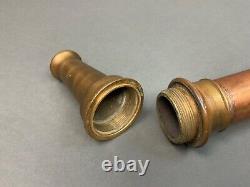 Vintage Fire Hose & Nozzle 30 dual handle Copper and Brass Firemans Nozzle Long