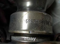 Vintage Fire Hose Nozzle Display Grether Brass 2 Leather Handles Early Dayton OH