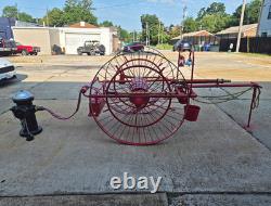Vintage Fire Hose Reel Cart with Underwriters Nozzle, Axe, And Fire Hydrant