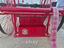 Vintage Fire Hose Reel Cart with Underwriters Nozzle, Axe, And Fire Hydrant