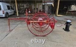 Vintage Fire Hose Reel Cart with Underwriters Nozzle, Axe, And Fire Hydrant