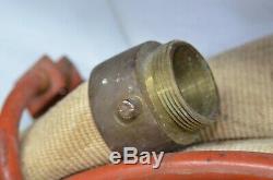 Vintage Fire Hose Reel Nozzle Firefighter Fireman Brass 1940's Cloth Goodyear