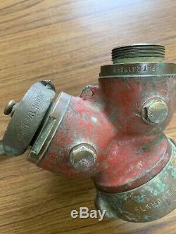 Vintage Fire Hydrant Hose Water Thief Wye Splitter Elkhart Brass with Male Ends