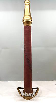 Vintage Fire Nozzle Cord Wrapped Brass Playpipe Swivel Handle 30 in