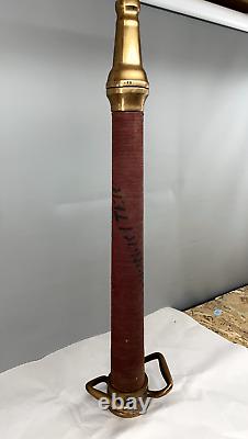 Vintage Fire Nozzle Cord Wrapped Brass Playpipe Swivel Handle 30 in