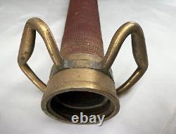 Vintage Fire Nozzle Cord Wrapped Brass Playpipe Swivel Handle 30 in