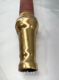 Vintage Fire Nozzle Cord Wrapped Brass Playpipe Swivel Handle 30 in