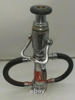Vintage Fire Nozzle Elkhart Brass Chromed 17 Fireman Equipment 3 Input w Valve