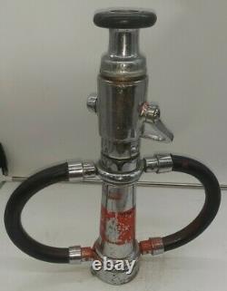 Vintage Fire Nozzle Elkhart Brass Chromed 17 Fireman Equipment 3 Input w Valve
