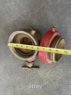 Vintage Firefighters Elkhart brass MFG Co Fire Hydrant 6 Coupling? Great Decal