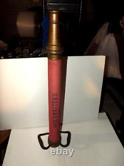 Vintage Fireman's Fire Truck Nozzle Cannon 30 Long Gun Solid Brass/Red Chorded