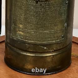 Vintage Foamite Crusader Brass Fire Extingusher Lamp Elmira New York La France