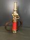 Vintage Grether Brass /red Cord Wrapped /leather Hds. Fire Nozzle
