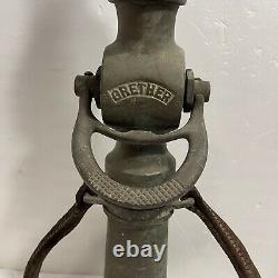Vintage Grether Fire Hose Nozzle 20 With Leather handles