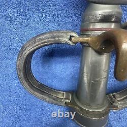 Vintage Grether Fire Nozzle Dayton Ohio Firefighter Leather Handles 18