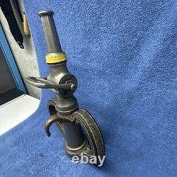 Vintage Grether Fire Nozzle Dayton Ohio Firefighter Leather Handles 18