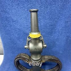 Vintage Grether Fire Nozzle Dayton Ohio Firefighter Leather Handles 18